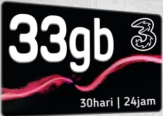 Paket Internet Three Happy - 33GB All Jaringan 30 Hari